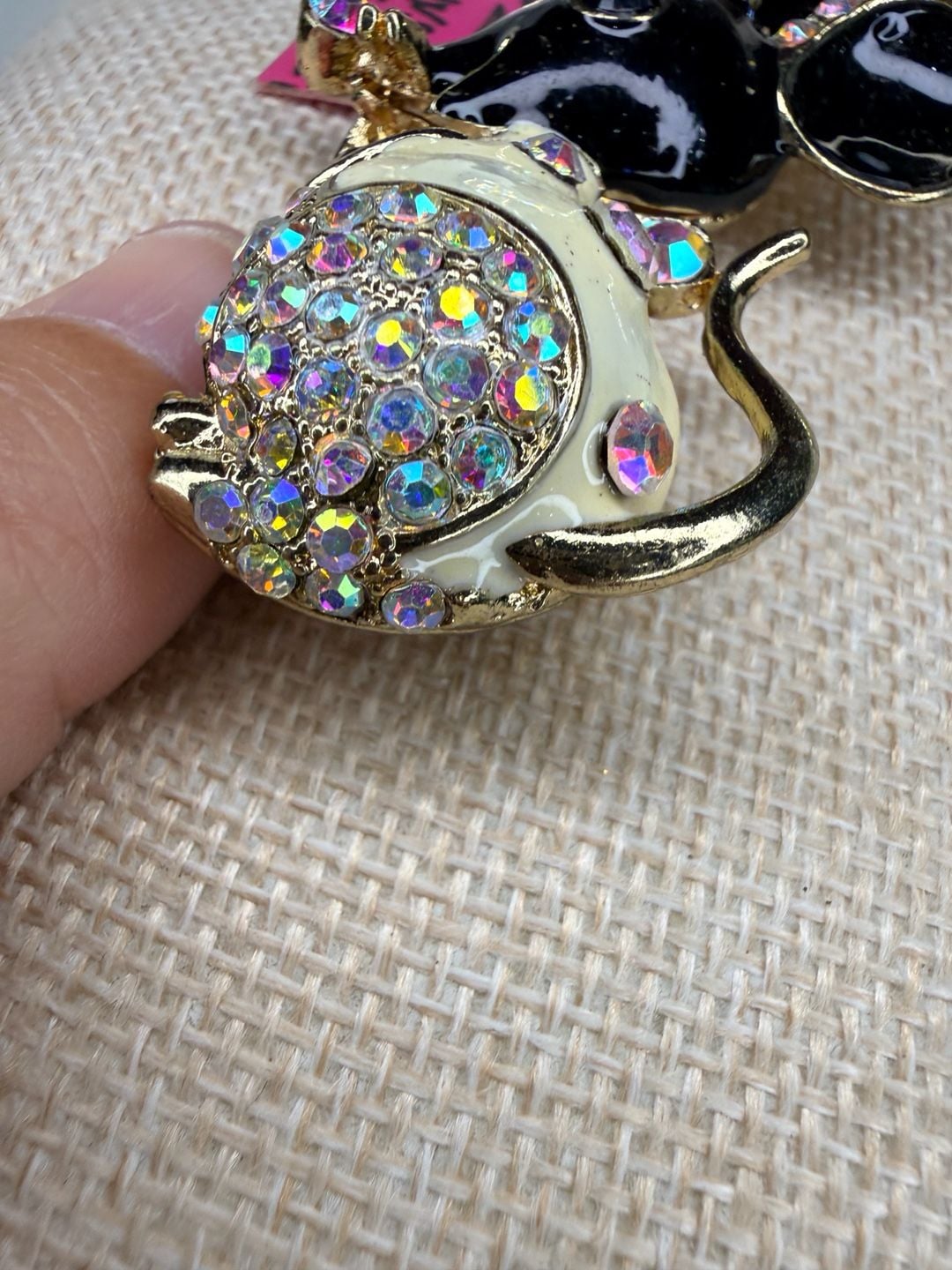 Betsey Johnson Crystal Enamel Mouse Pendant Necklace 7