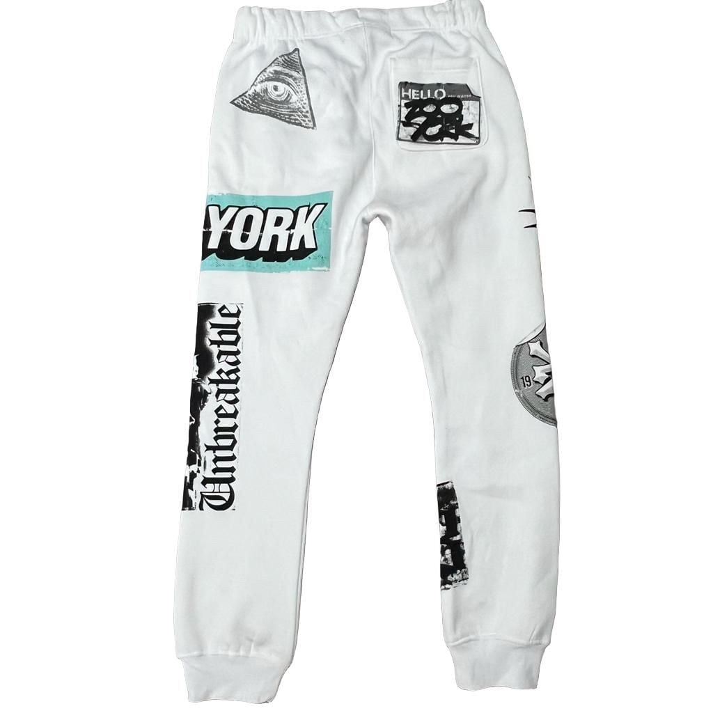 Zoo York Graphic Print Jogger Sweatpants White New York Graphiti Y2K Liberty 3