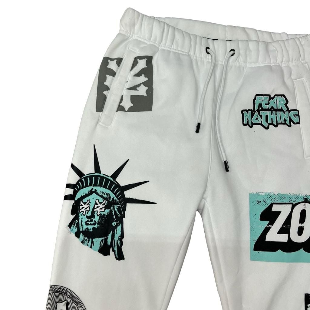 Zoo York Graphic Print Jogger Sweatpants White New York Graphiti Y2K Liberty 5