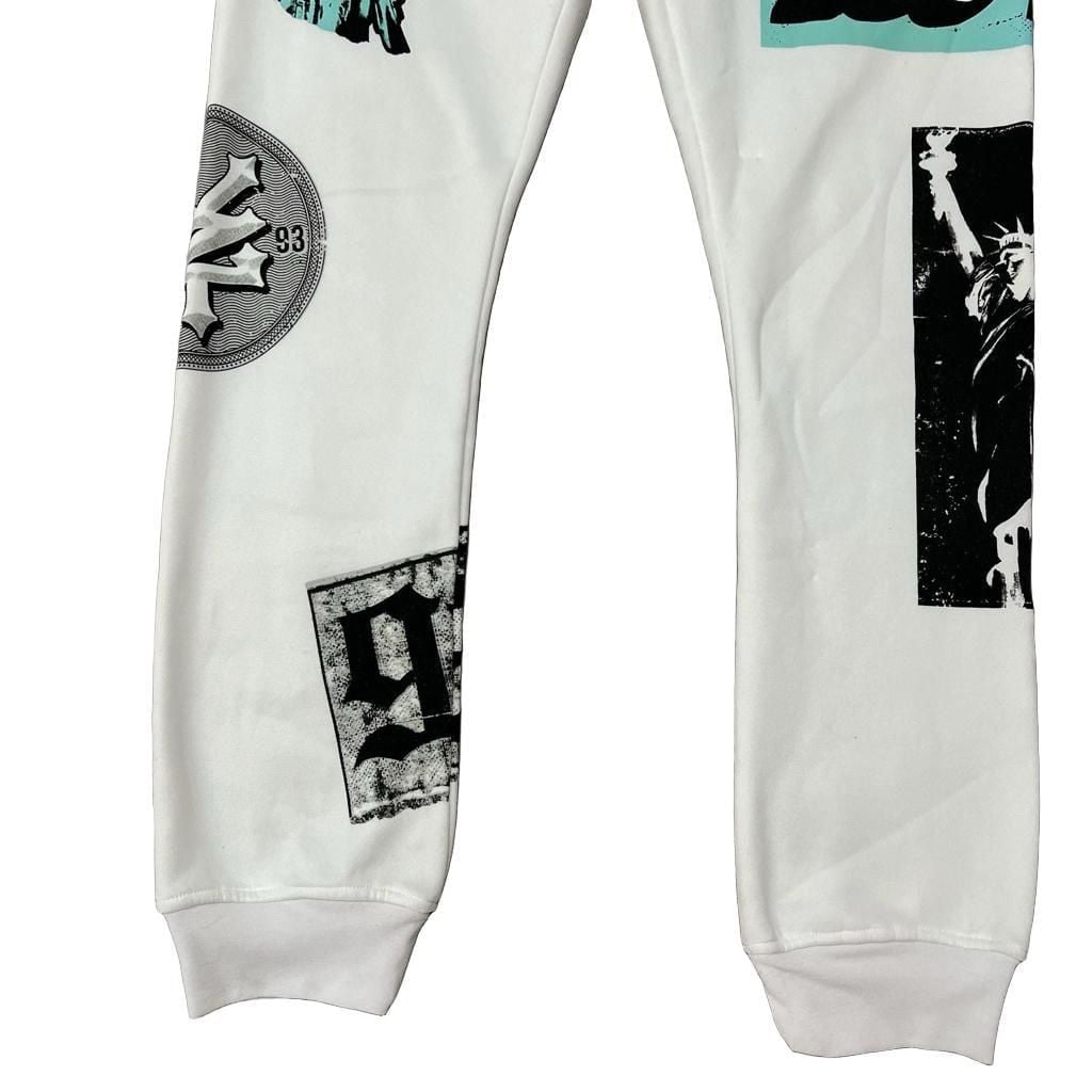 Zoo York Graphic Print Jogger Sweatpants White New York Graphiti Y2K Liberty 4