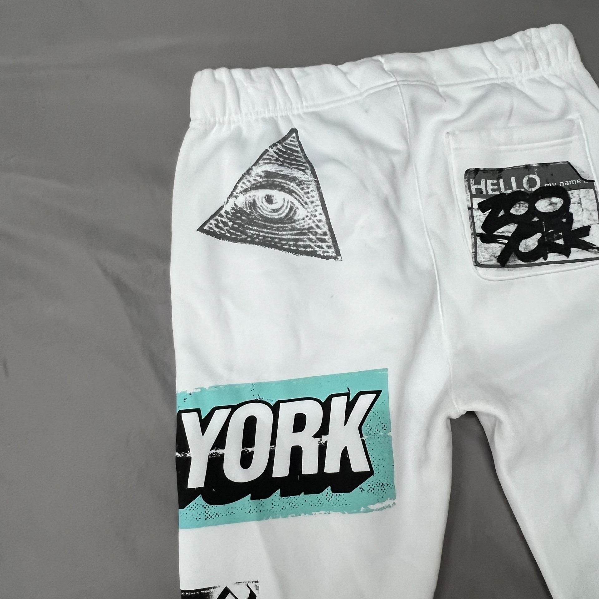 Zoo York Graphic Print Jogger Sweatpants White New York Graphiti Y2K Liberty 10