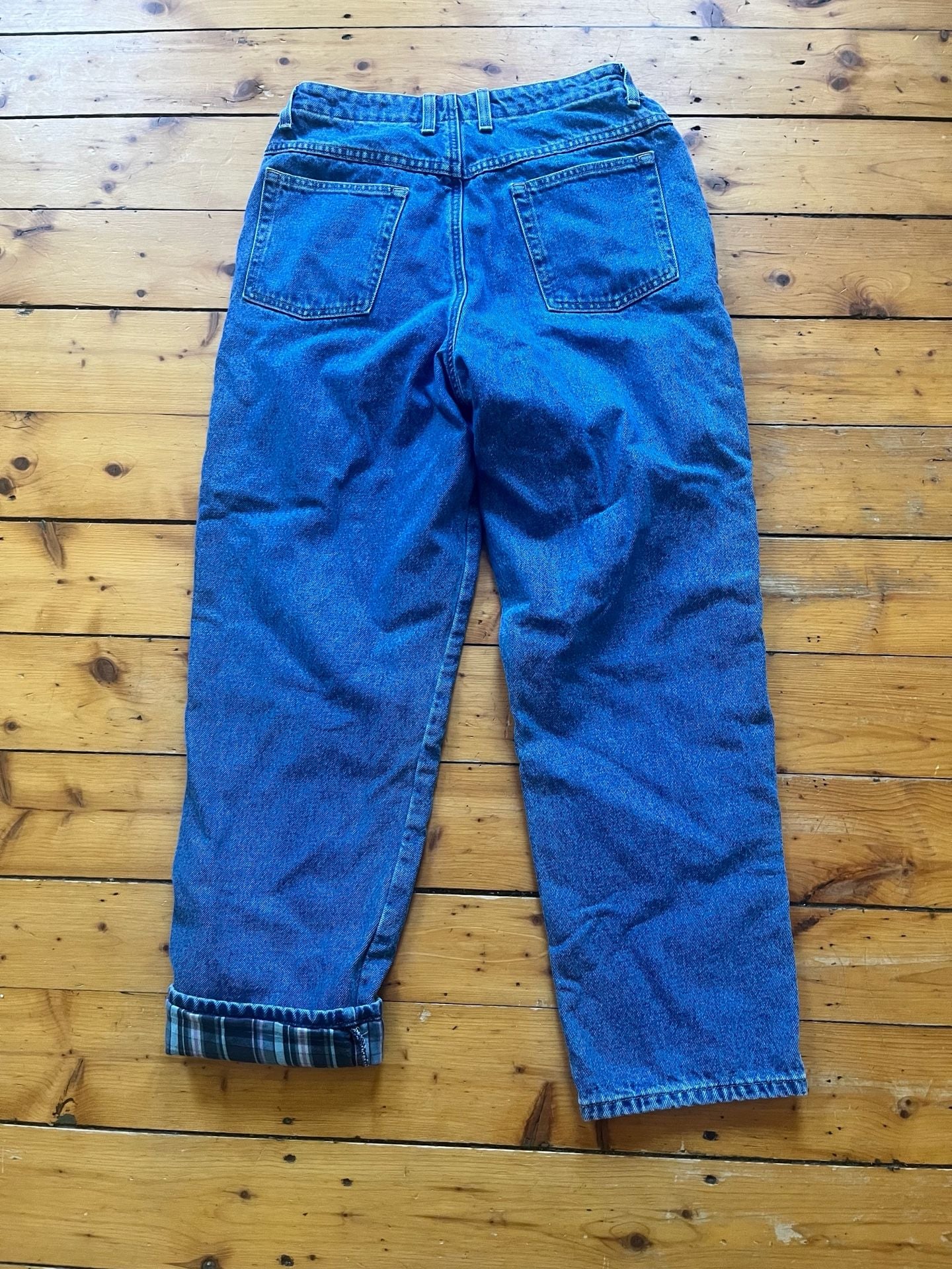 L.L.Bean Original Fit Relaxed Flannel Lined Jeans Size 14 Regular Cotton Lined 3
