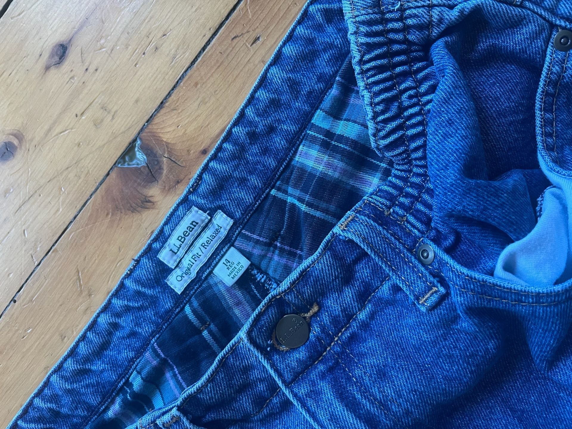 L.L.Bean Original Fit Relaxed Flannel Lined Jeans Size 14 Regular Cotton Lined 4