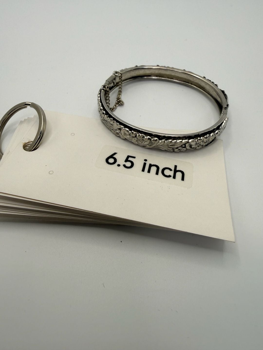Vintage Silver Tone Ornate Floral Bangle Bracelet 6.5 Inch 4
