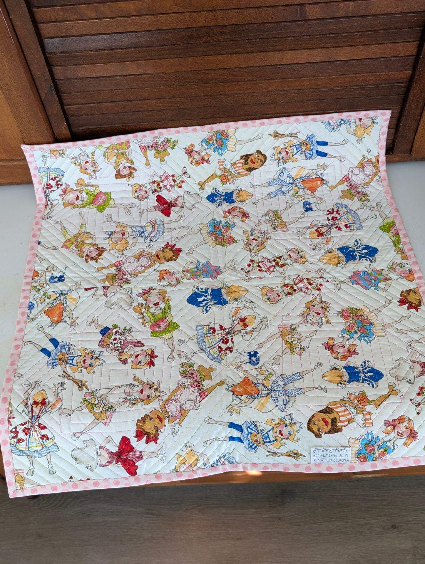 Handmade Quilted Table Topper Economy Block Loralie Designs ApronEsque Signed 4