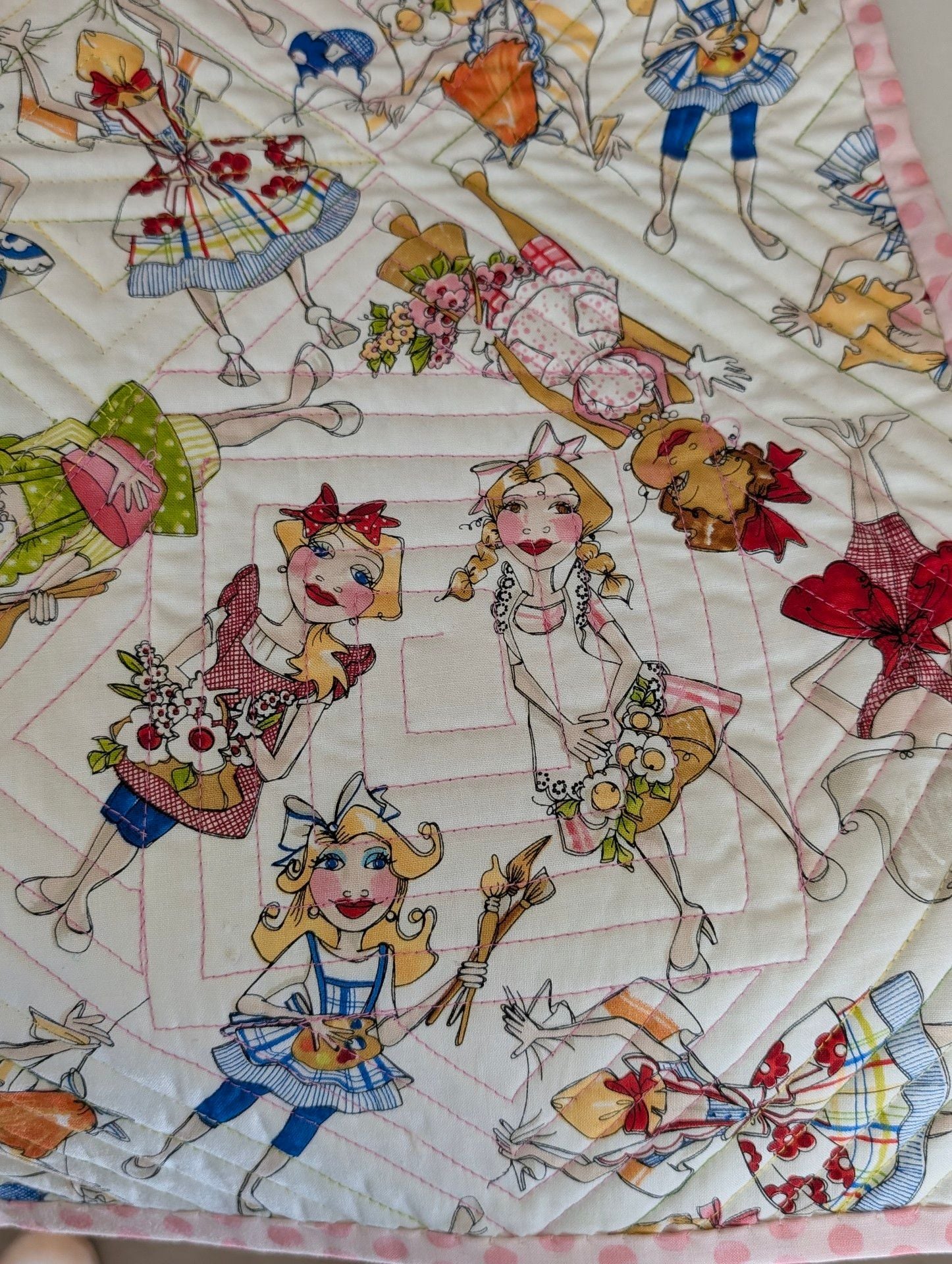 Handmade Quilted Table Topper Economy Block Loralie Designs ApronEsque Signed 5