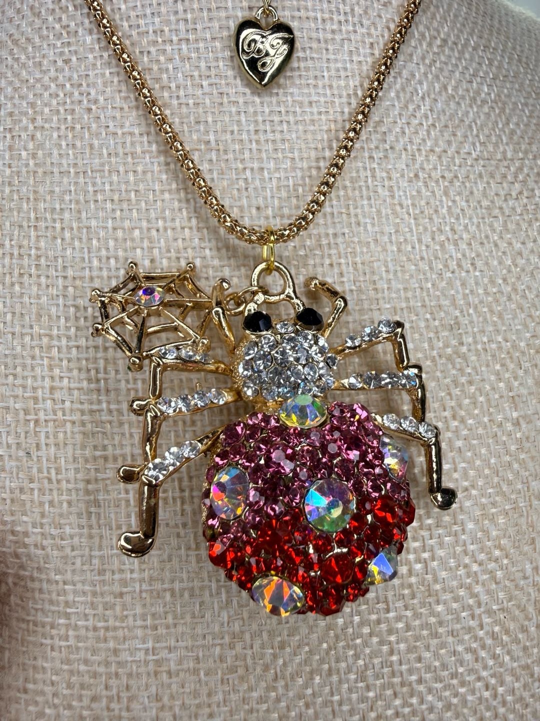 Betsey Johnson Crystal Spider Pendant Necklace 30 Inch 2