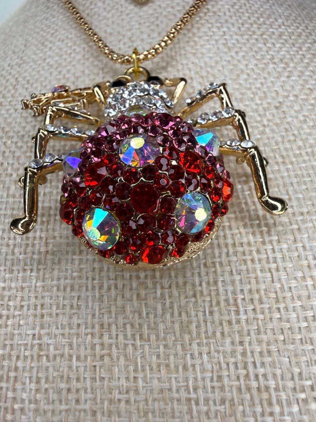 Betsey Johnson Crystal Spider Pendant Necklace 30 Inch 3