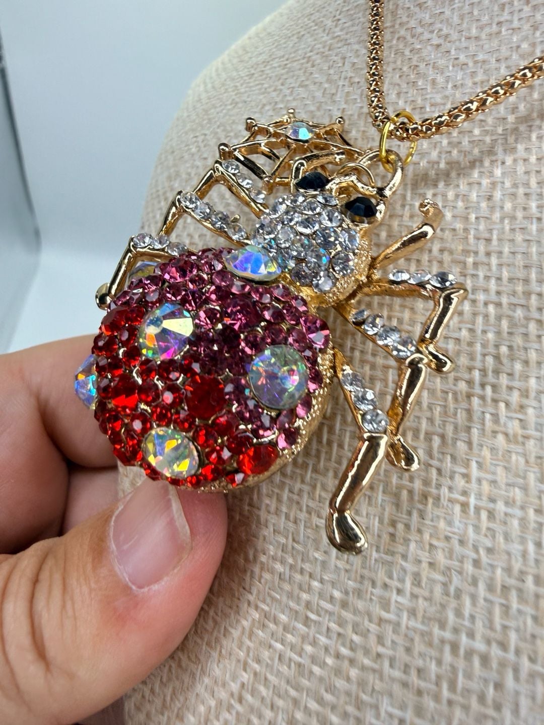 Betsey Johnson Crystal Spider Pendant Necklace 30 Inch 4