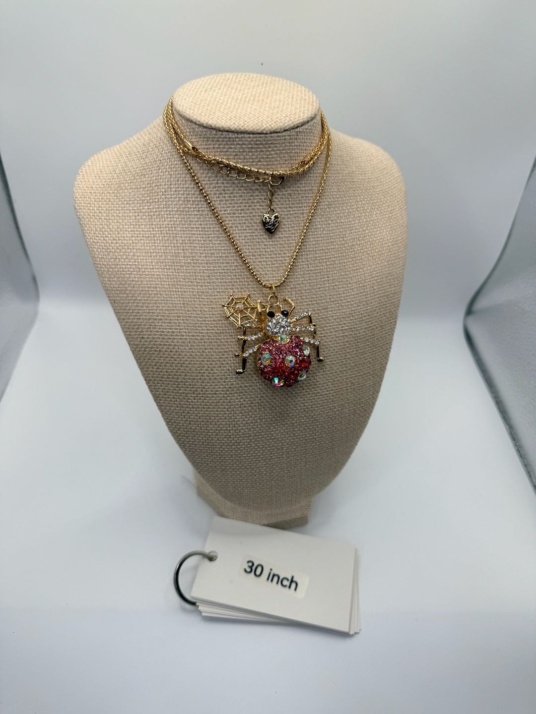 Betsey Johnson Crystal Spider Pendant Necklace 30 Inch 5