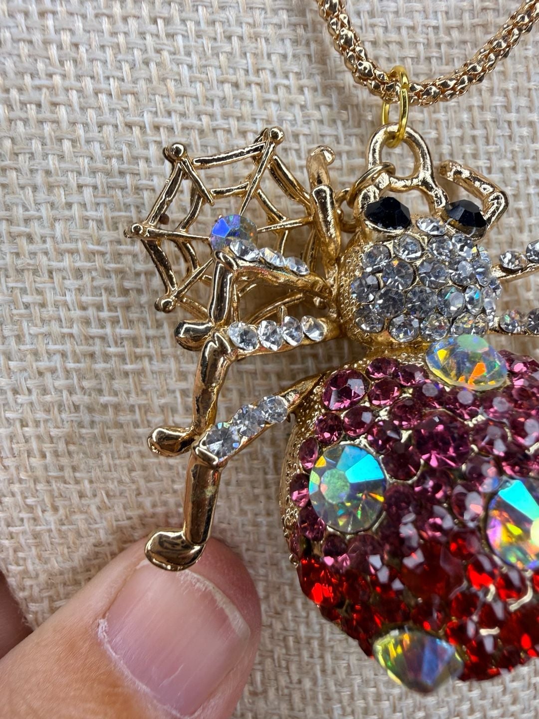 Betsey Johnson Crystal Spider Pendant Necklace 30 Inch 6