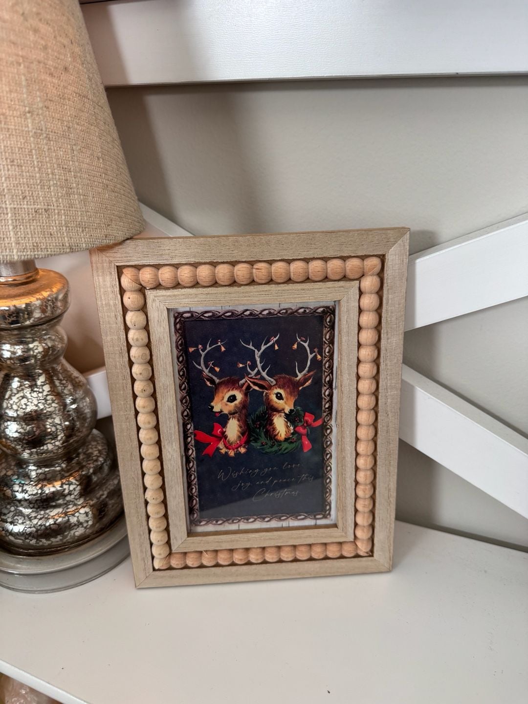 Vintage Rustic Christmas Reindeer Framed Art 1