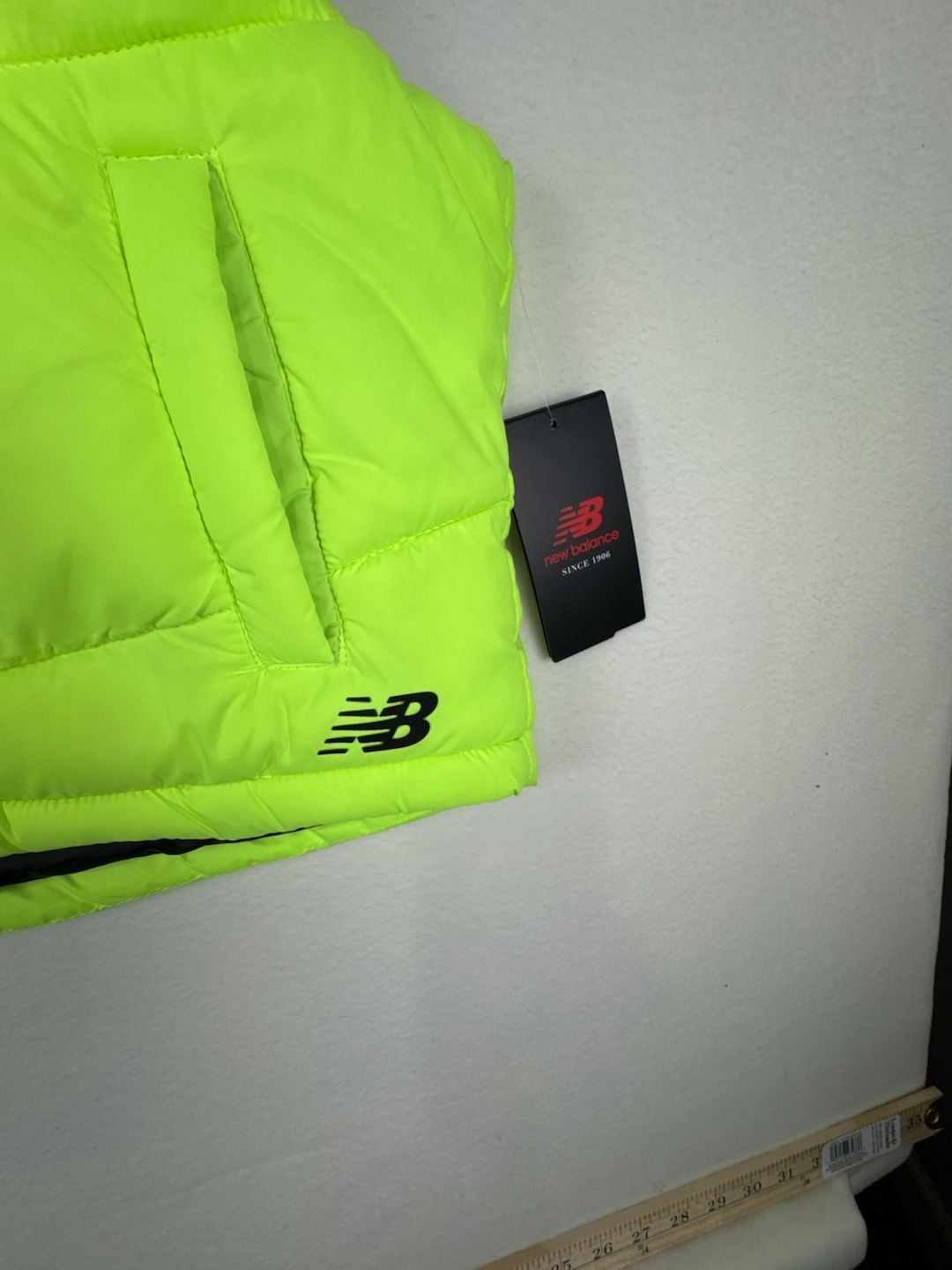 New Balance Puffer Vest Size S Neon Green Quilted Hooded 3