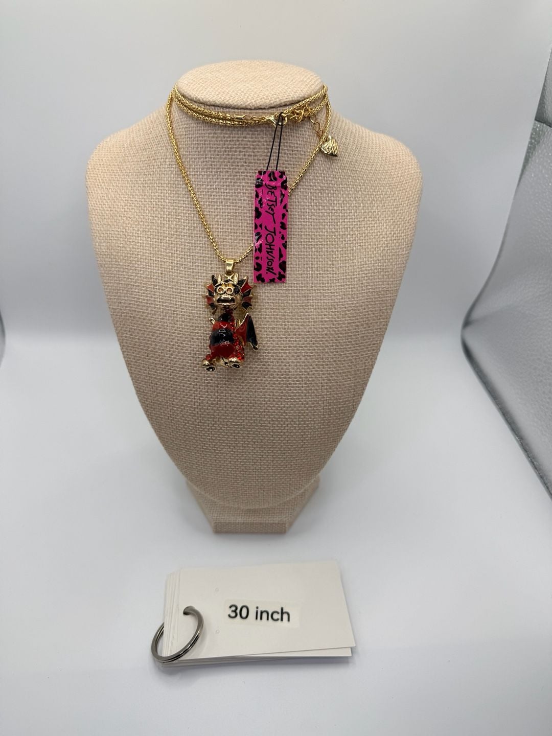 Betsey Johnson Red Black Dragon Necklace 30 Inch 3
