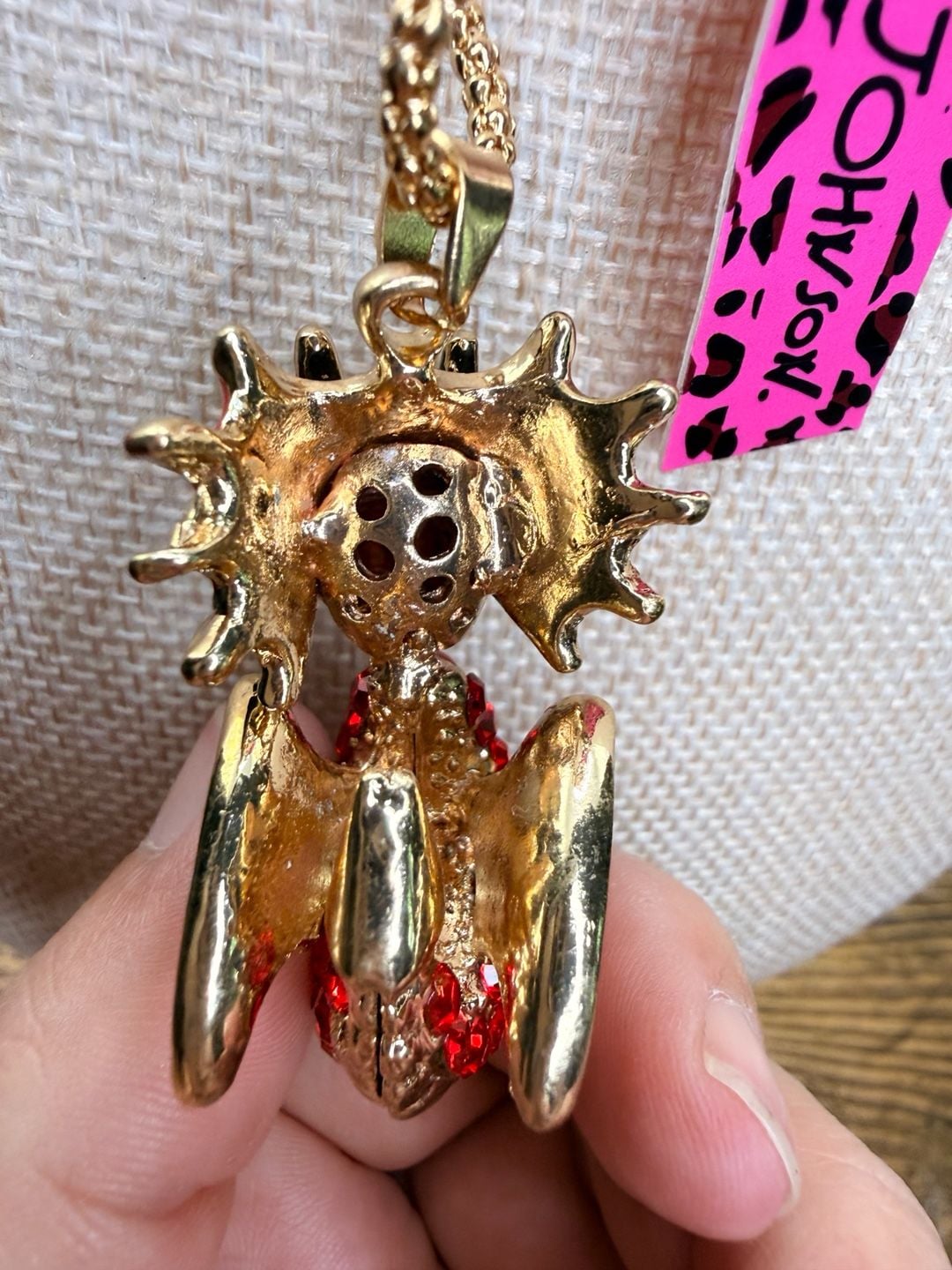 Betsey Johnson Red Black Dragon Necklace 30 Inch 7