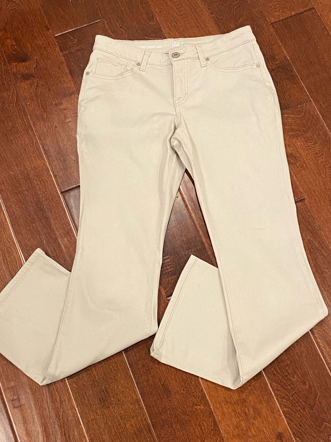 Style & Co Curvy Boot Leg Pants Size 8 Tan Cotton Blend 2