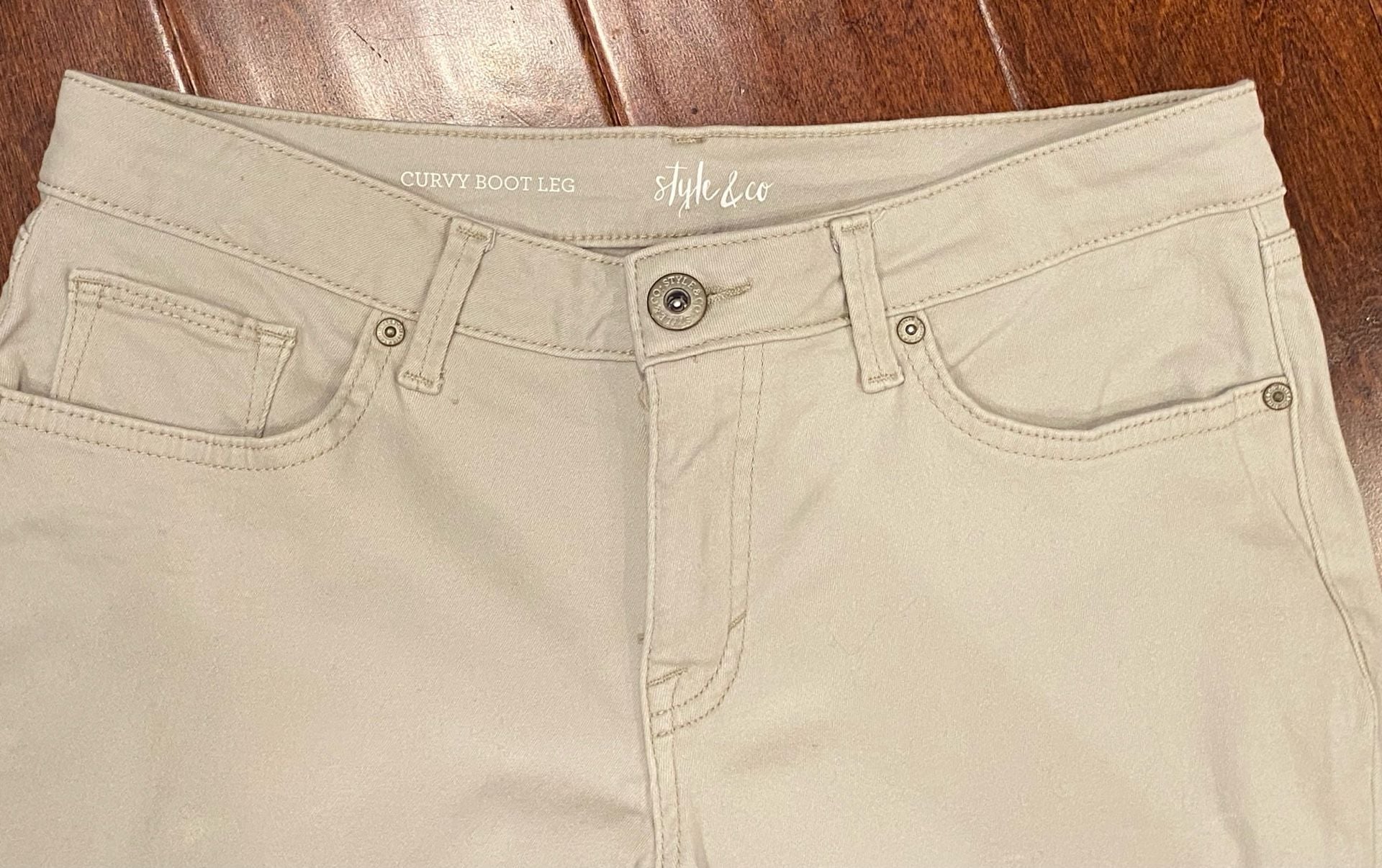 Style & Co Curvy Boot Leg Pants Size 8 Tan Cotton Blend 3