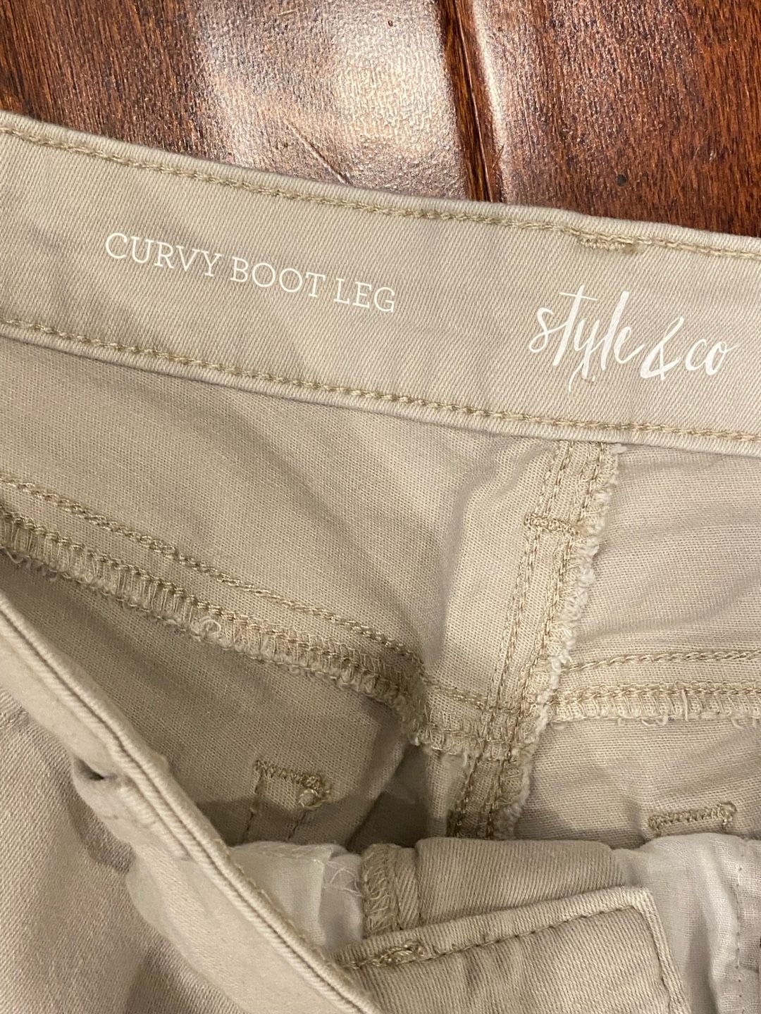 Style & Co Curvy Boot Leg Pants Size 8 Tan Cotton Blend 4