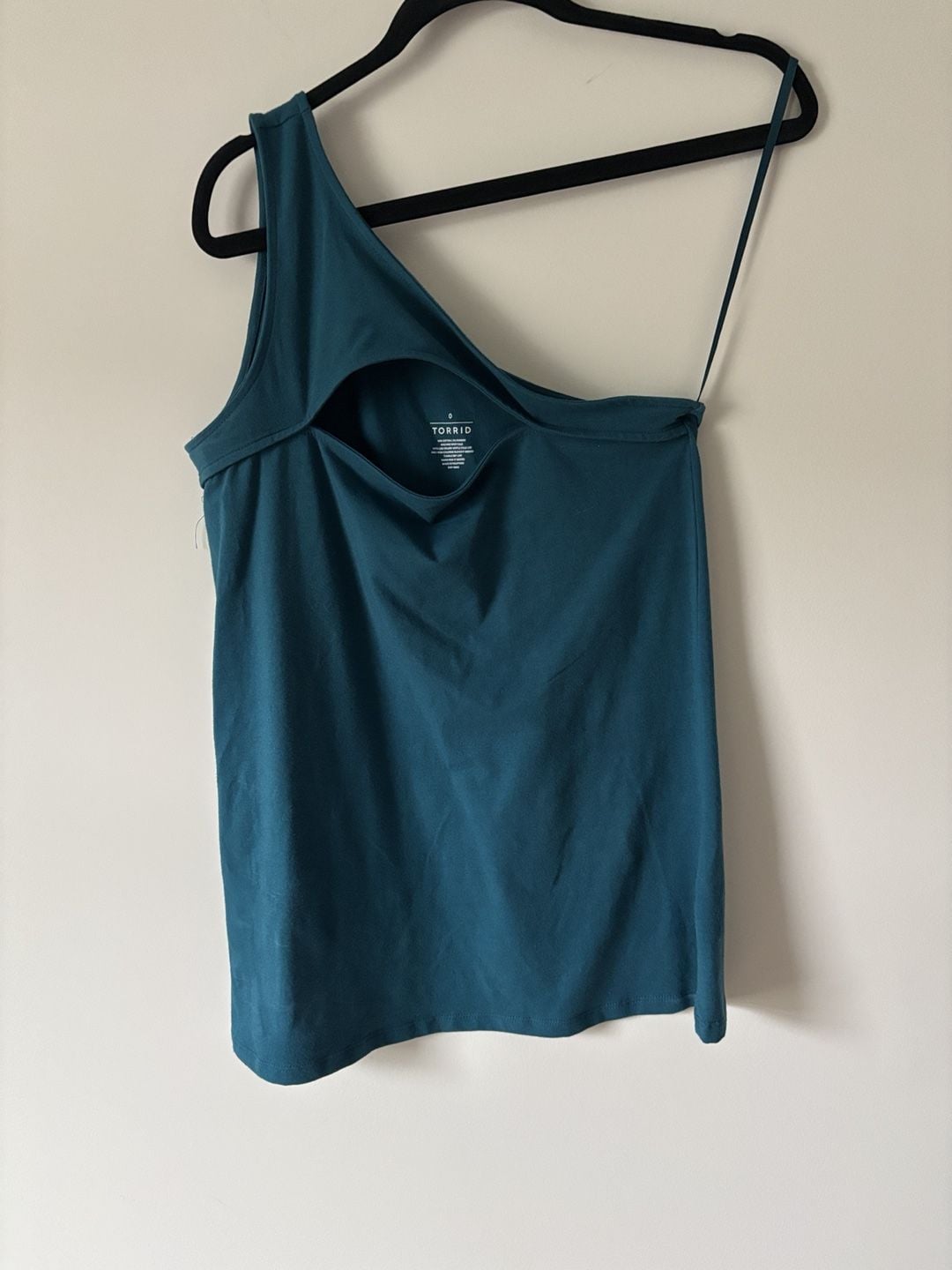 Torrid Foxy Cutout One Shoulder Tank Top Size 0 Teal Cotton Spandex 2