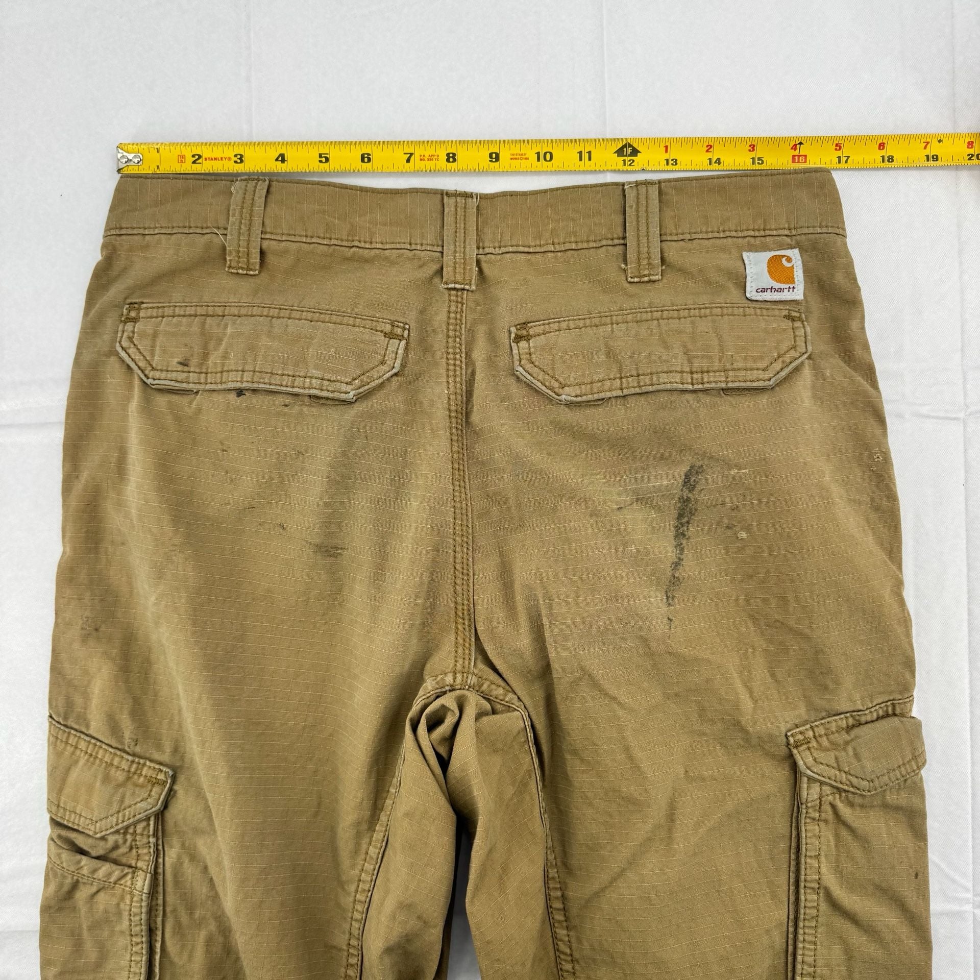 Heavy Distressed Carhartt Force Relaxed Fit Cargo Pants Size 34x32 Brown 5