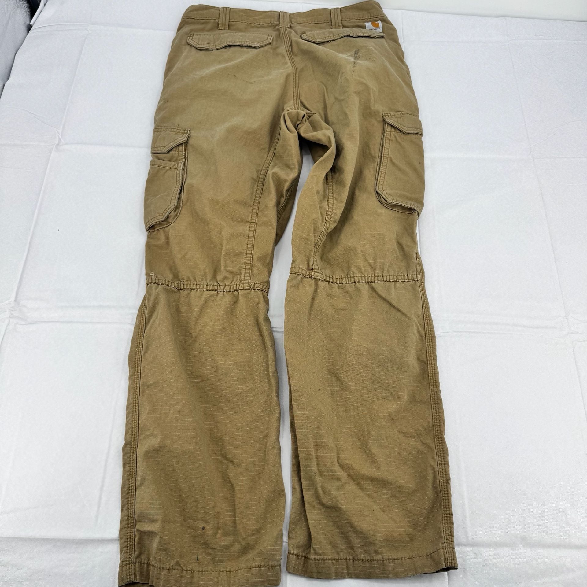Heavy Distressed Carhartt Force Relaxed Fit Cargo Pants Size 34x32 Brown 7