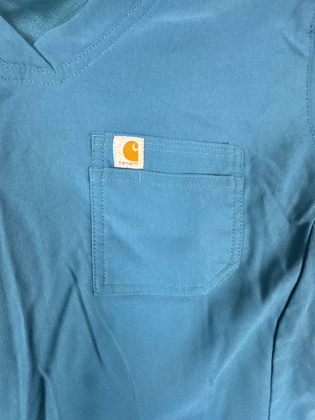 Carhartt Rugged Flex Peak C12137 Scrub Top Size M Blue V-Neck Pocket 4