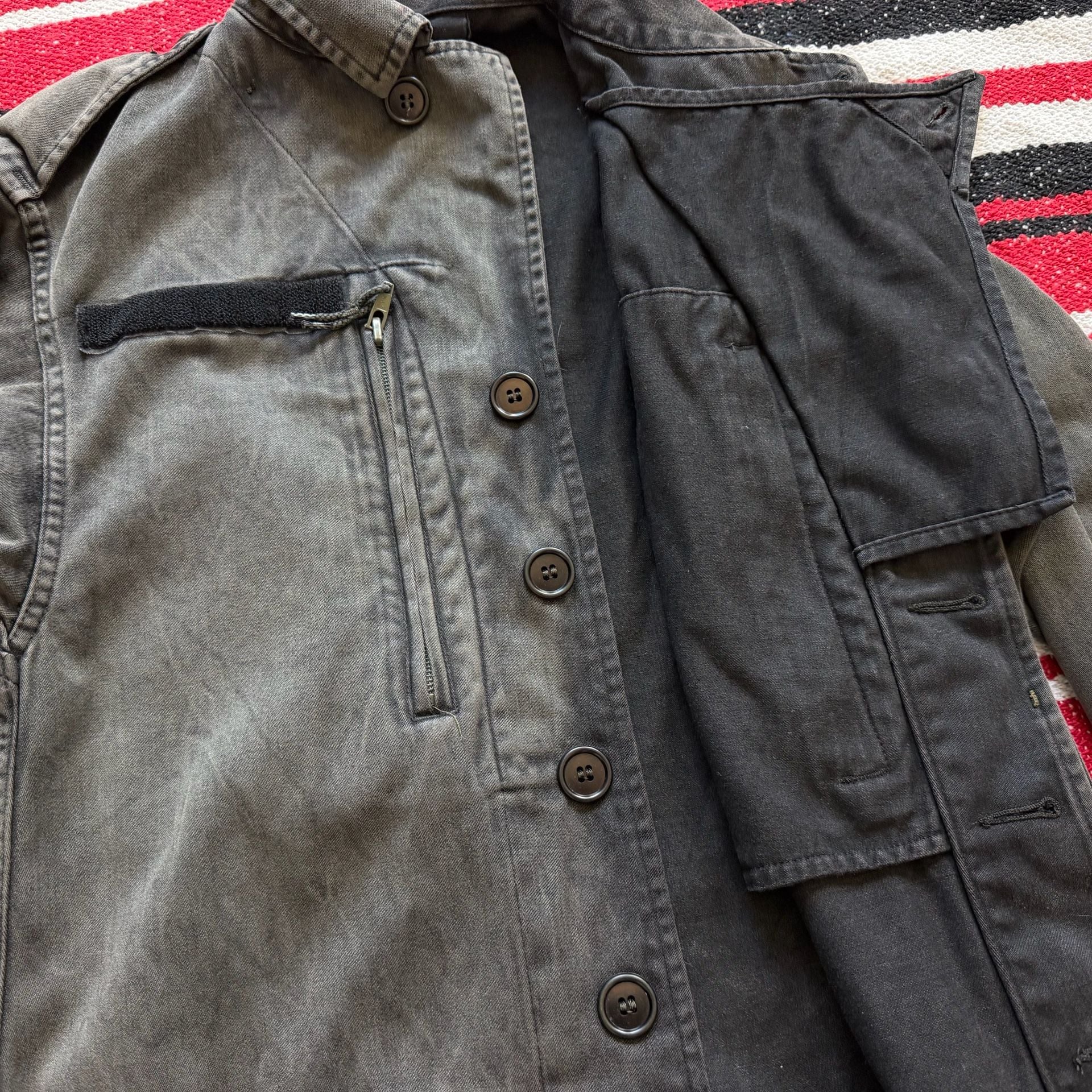 Faded Vintage Military-Style Field Jacket - Sz M 4