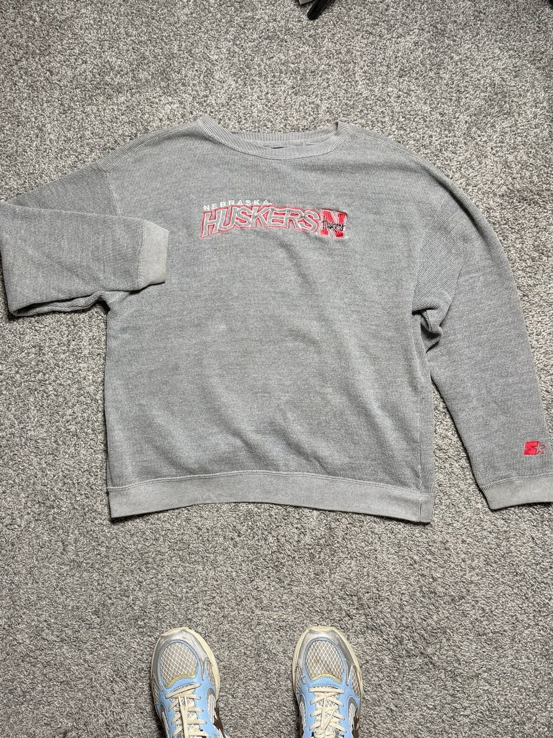 Starter Nebraska Huskers Sweatshirt Size 2XL Grey Embroidered 2