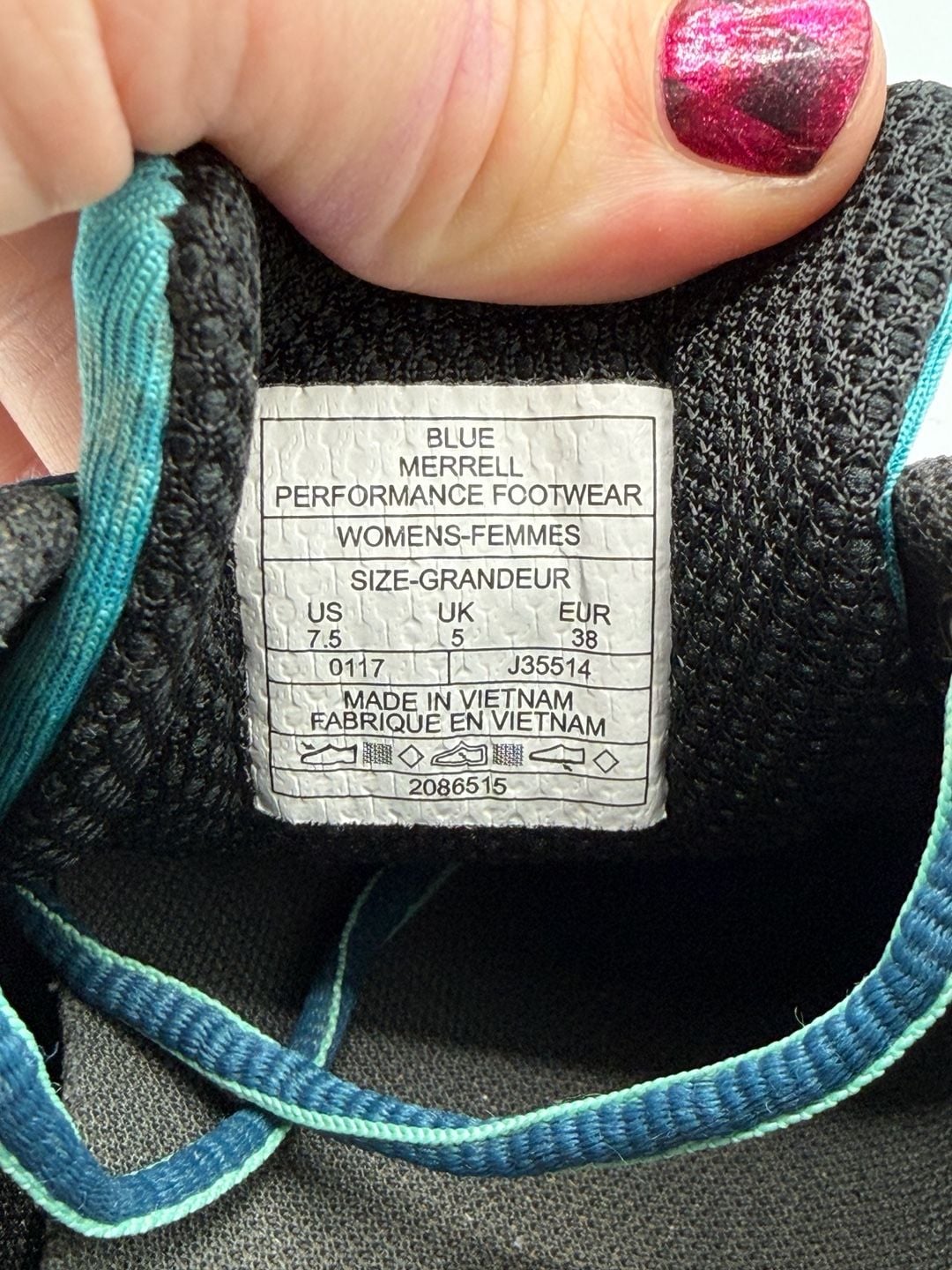 Merrell Siren Edge J35514 Womens 7.5 Blue Teal Vibram Hiking Trail Shoes 14