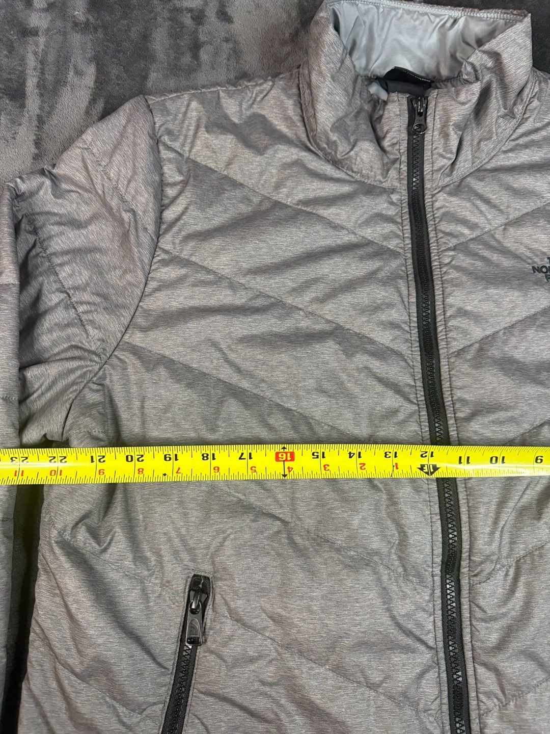 Women’s The North Face Light Puffer Jacket Gray Full Zip Size L#179 3