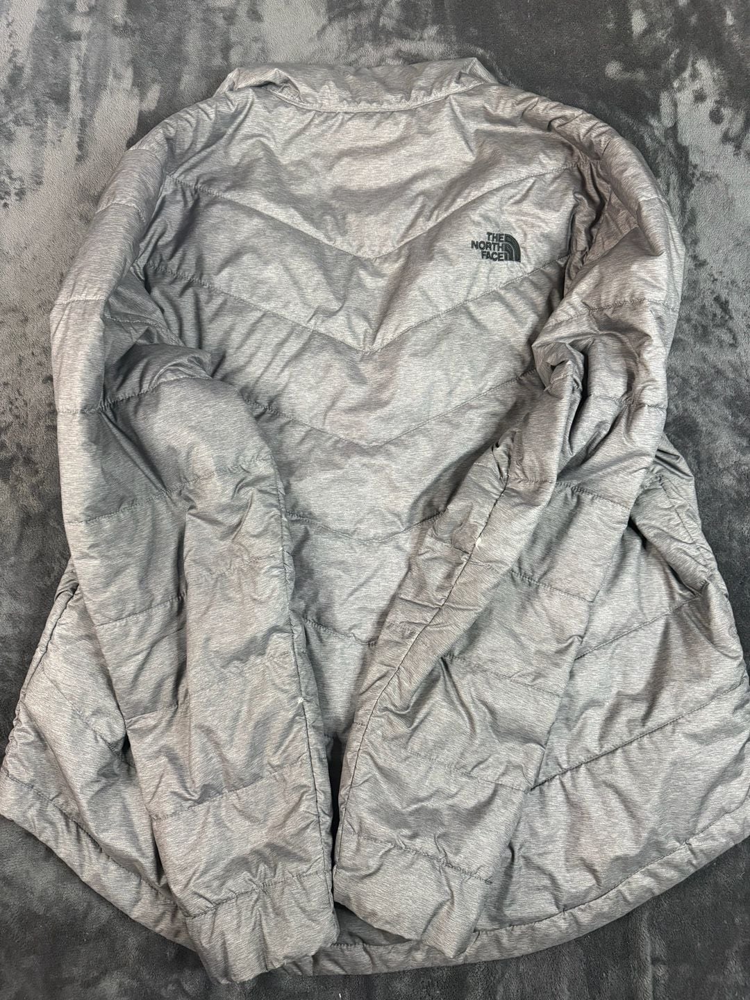 Women’s The North Face Light Puffer Jacket Gray Full Zip Size L#179 4