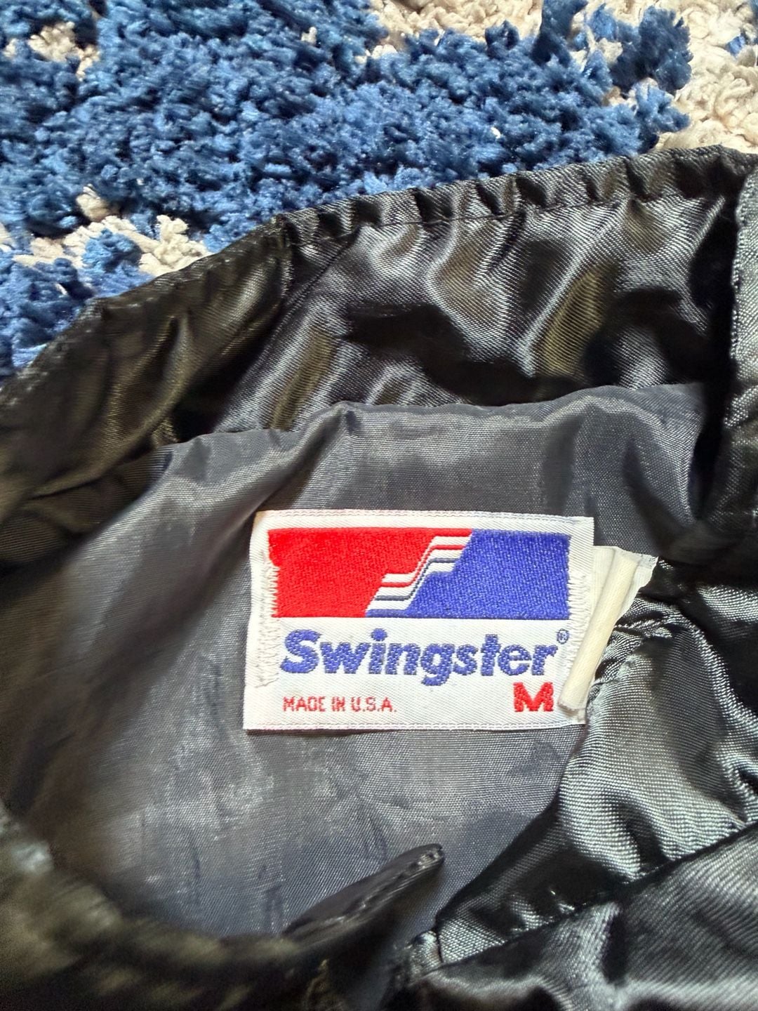Swingster Snap-On Satin Bomber Jacket Size M America's Best Eagle Patches 4