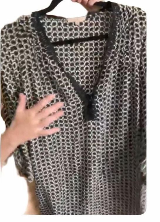 913 Sandro Silk Dress Tunic Size 1 Black And White 4