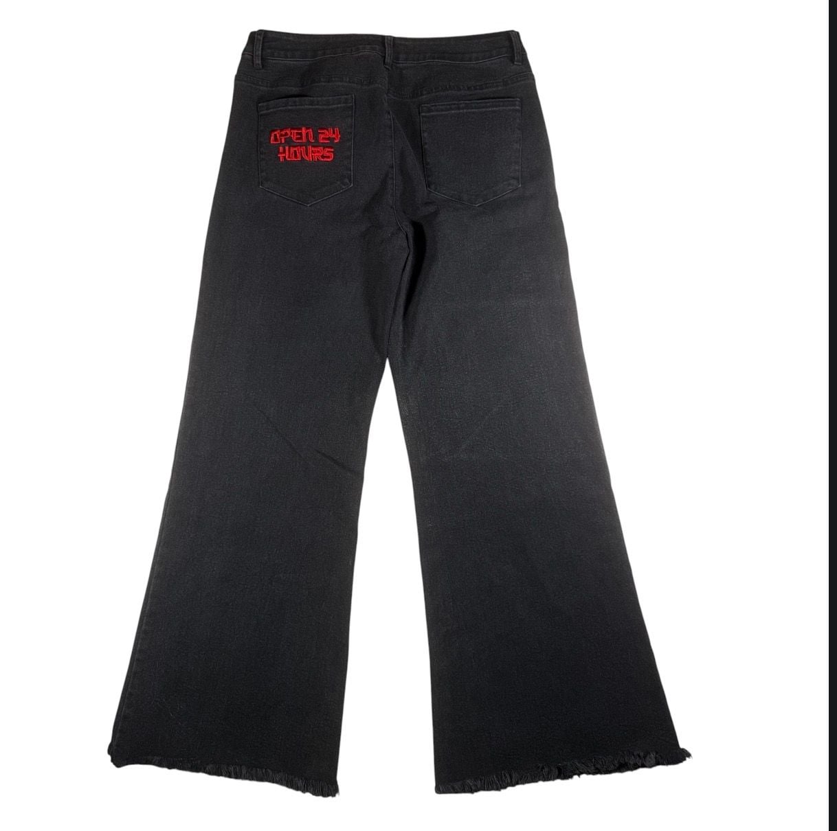 Current Mood Open 24 Hours Black Wide Leg Jeans Size L 2