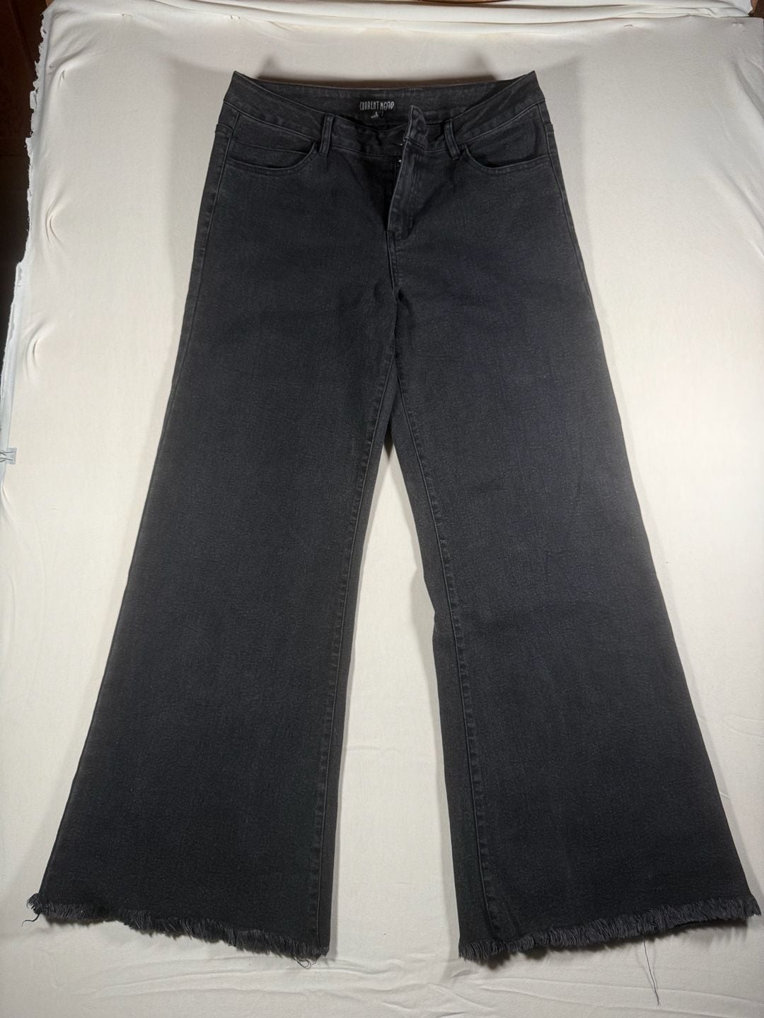 Current Mood Open 24 Hours Black Wide Leg Jeans Size L 3
