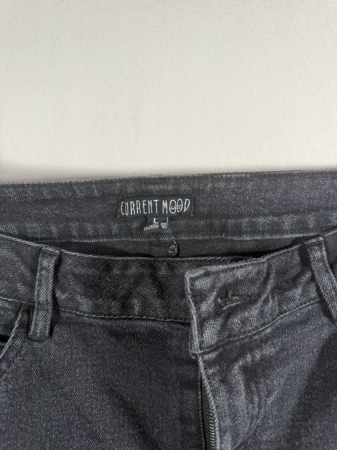 Current Mood Open 24 Hours Black Wide Leg Jeans Size L 4