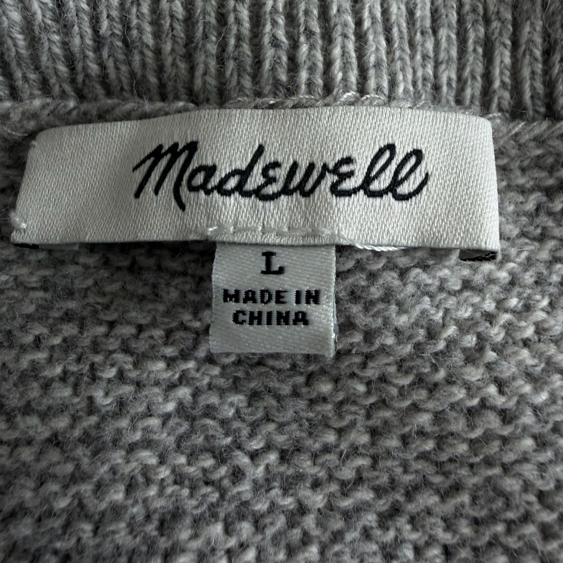 Madewell Crewneck Sweater Size L Gray Cotton Blend Knit Pullover 4