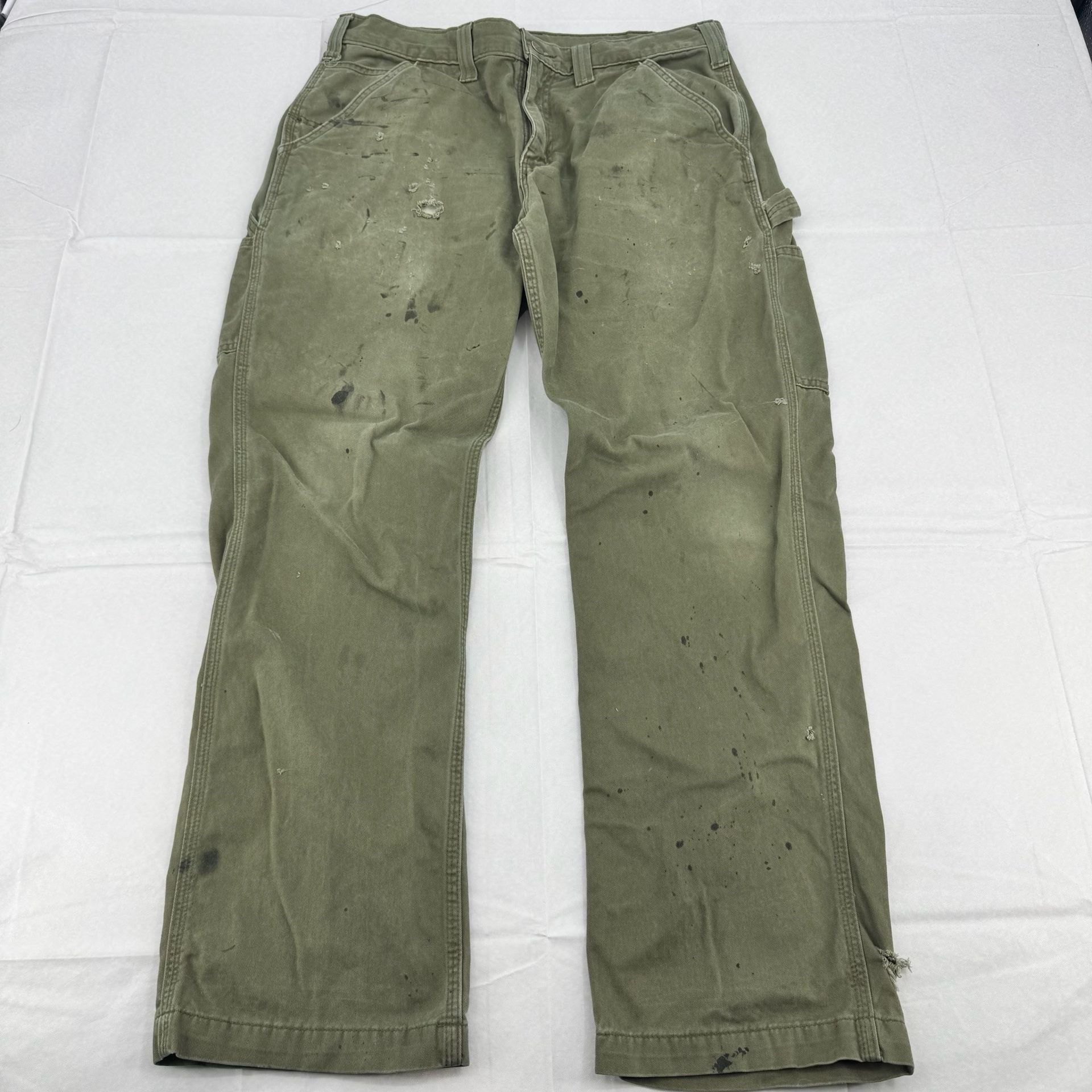Carhartt B324-ARG Relaxed Fit Work Pants Size 34x32 Heavy Distressed Green 2