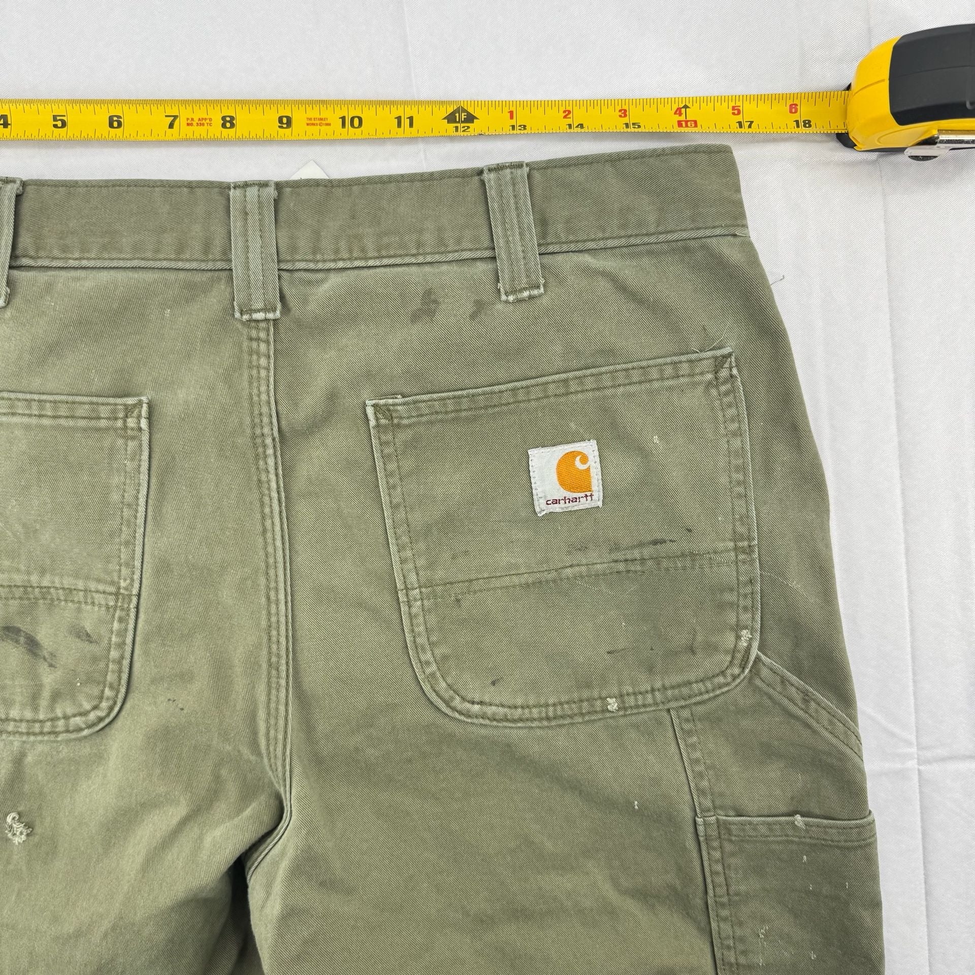 Carhartt B324-ARG Relaxed Fit Work Pants Size 34x32 Heavy Distressed Green 5