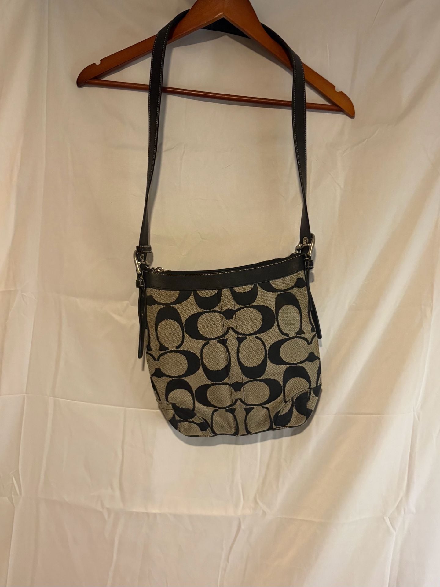 Coach Signature Hampton Black Jacquard Leather Trim Crossbody Bag 3
