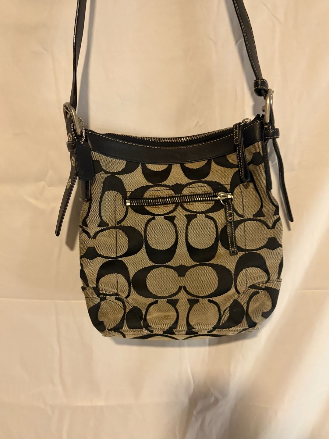 Coach Signature Hampton Black Jacquard Leather Trim Crossbody Bag 4