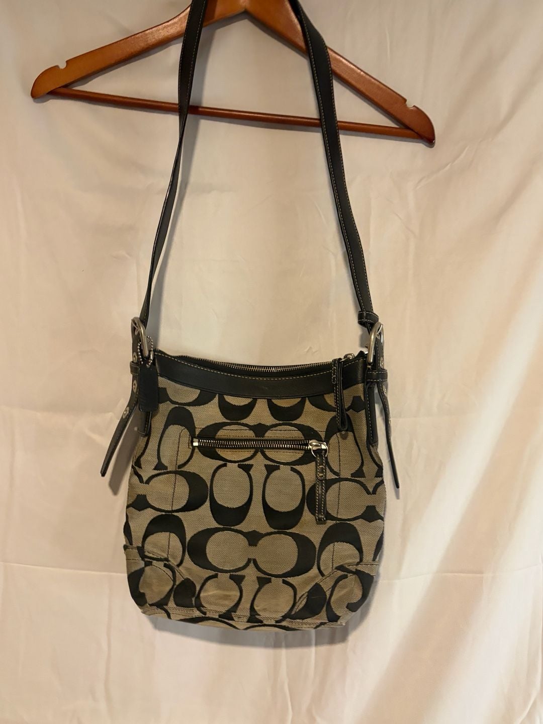 Coach Signature Hampton Black Jacquard Leather Trim Crossbody Bag 9