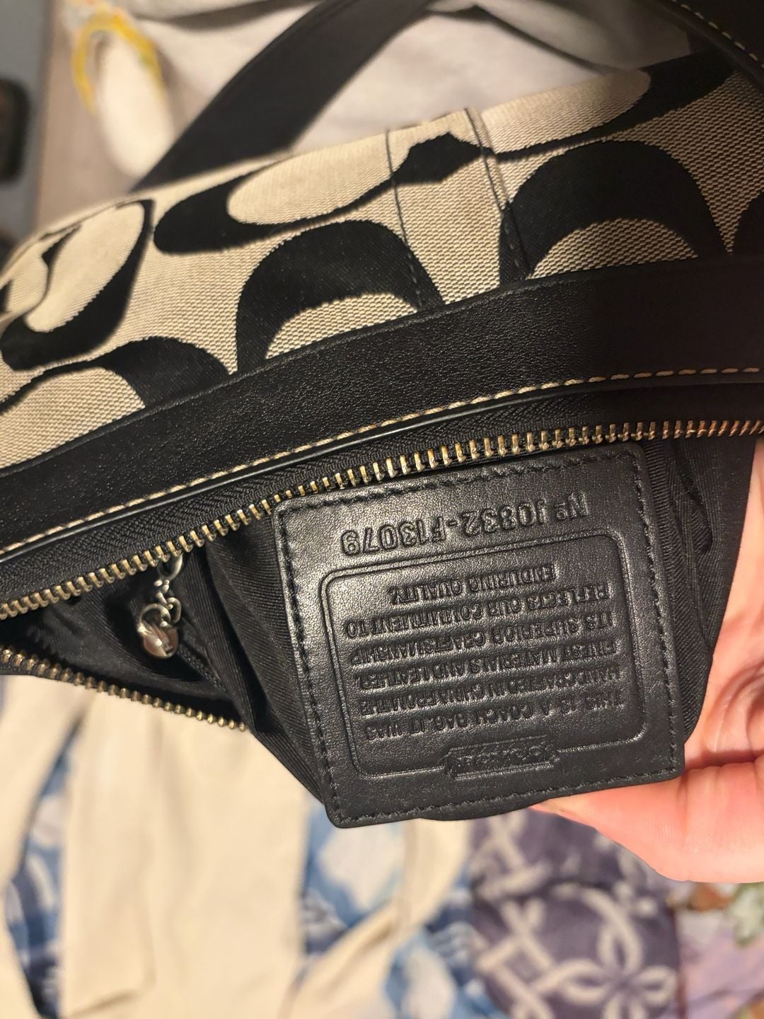 Coach Signature Hampton Black Jacquard Leather Trim Crossbody Bag 13
