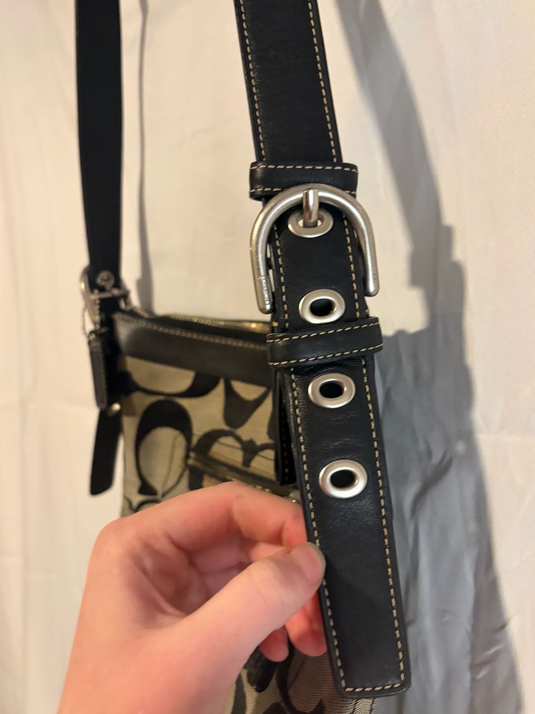 Coach Signature Hampton Black Jacquard Leather Trim Crossbody Bag 14