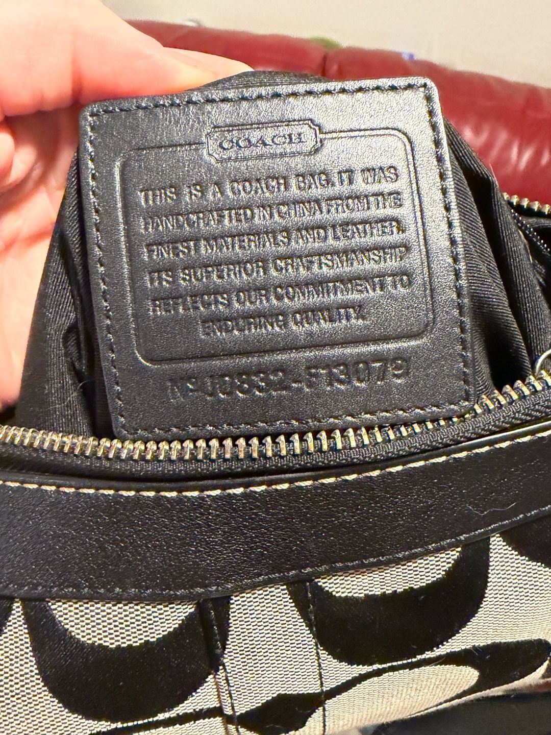Coach Signature Hampton Black Jacquard Leather Trim Crossbody Bag 15