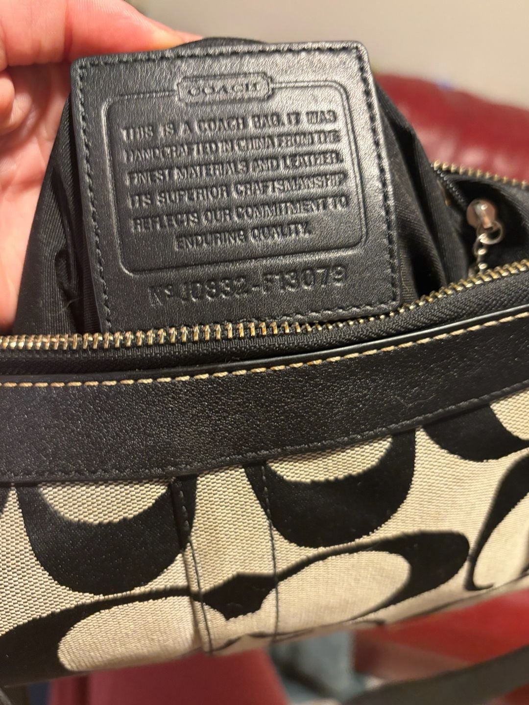 Coach Signature Hampton Black Jacquard Leather Trim Crossbody Bag 16