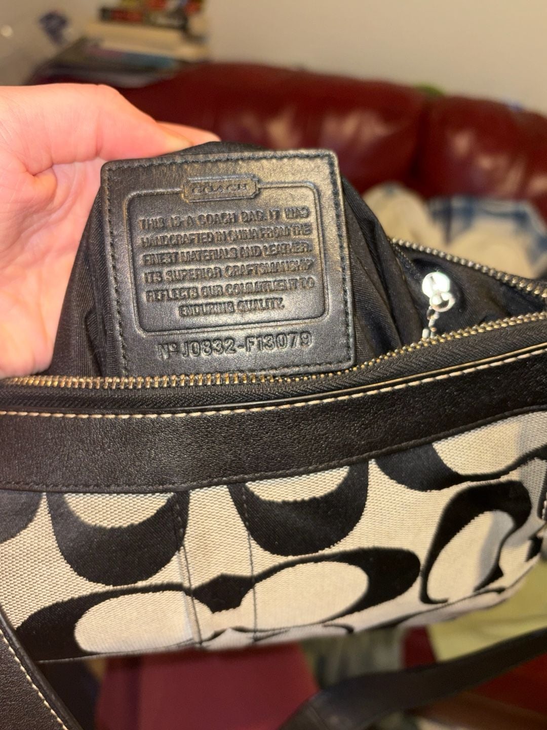 Coach Signature Hampton Black Jacquard Leather Trim Crossbody Bag 17