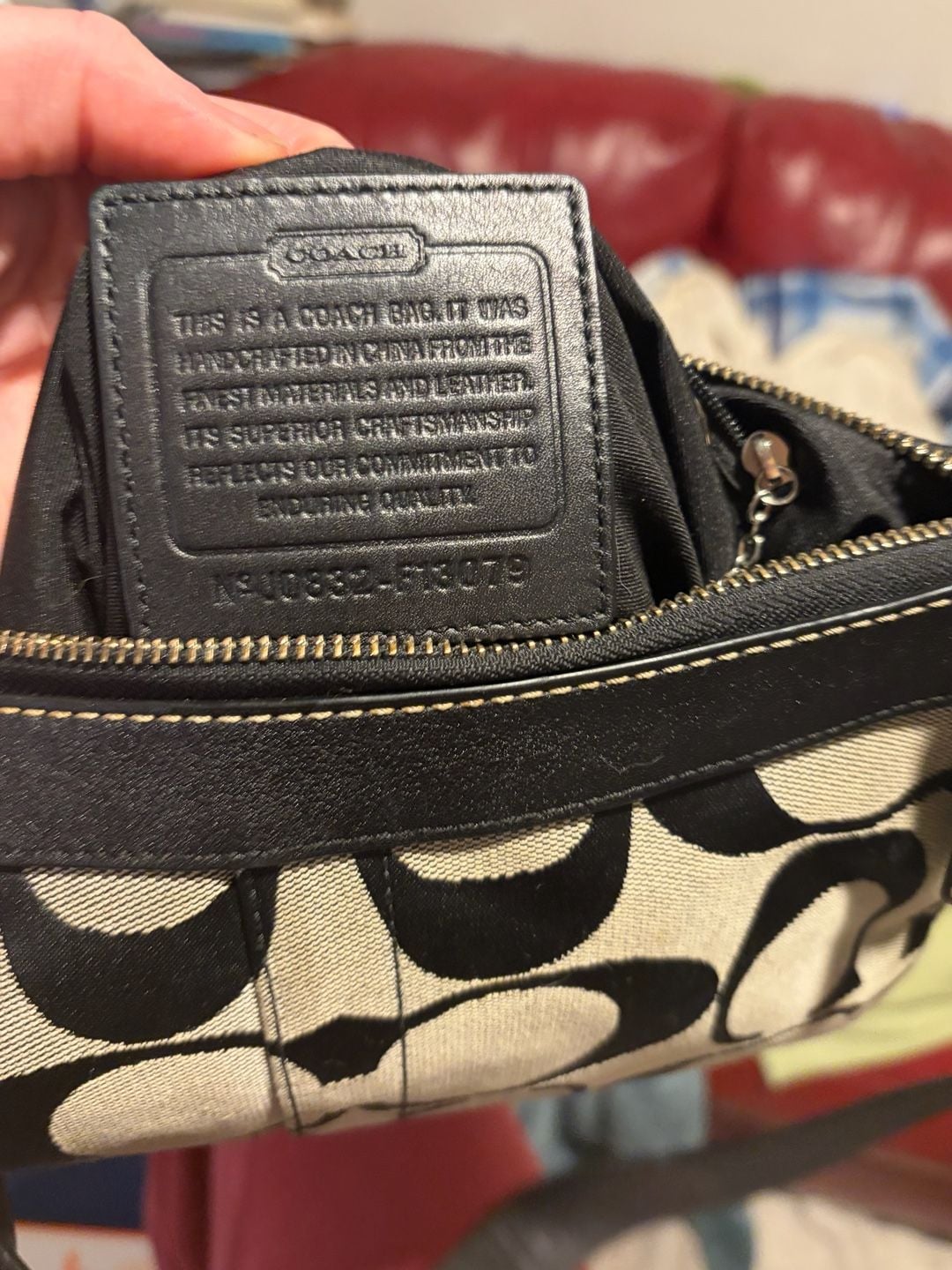Coach Signature Hampton Black Jacquard Leather Trim Crossbody Bag 18