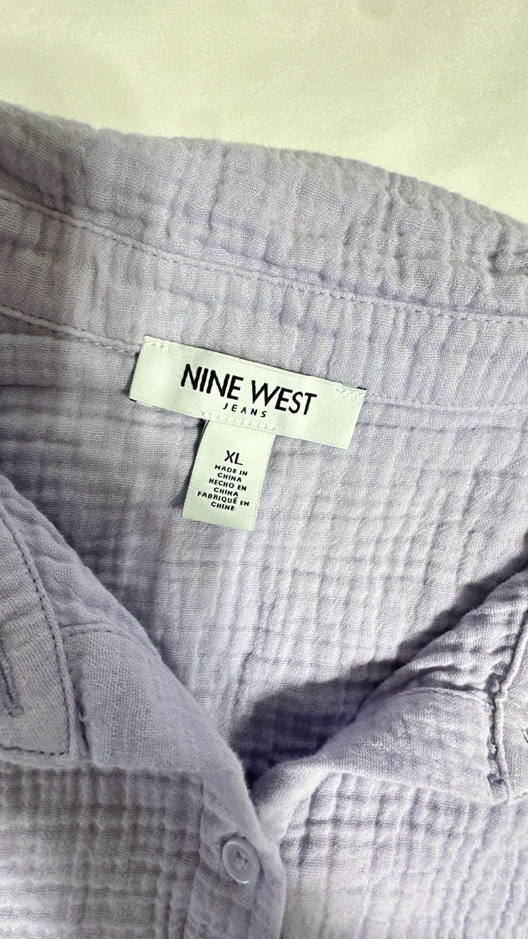 Nine West Double Gauze Button Up Shirt Size XL Lavender 4