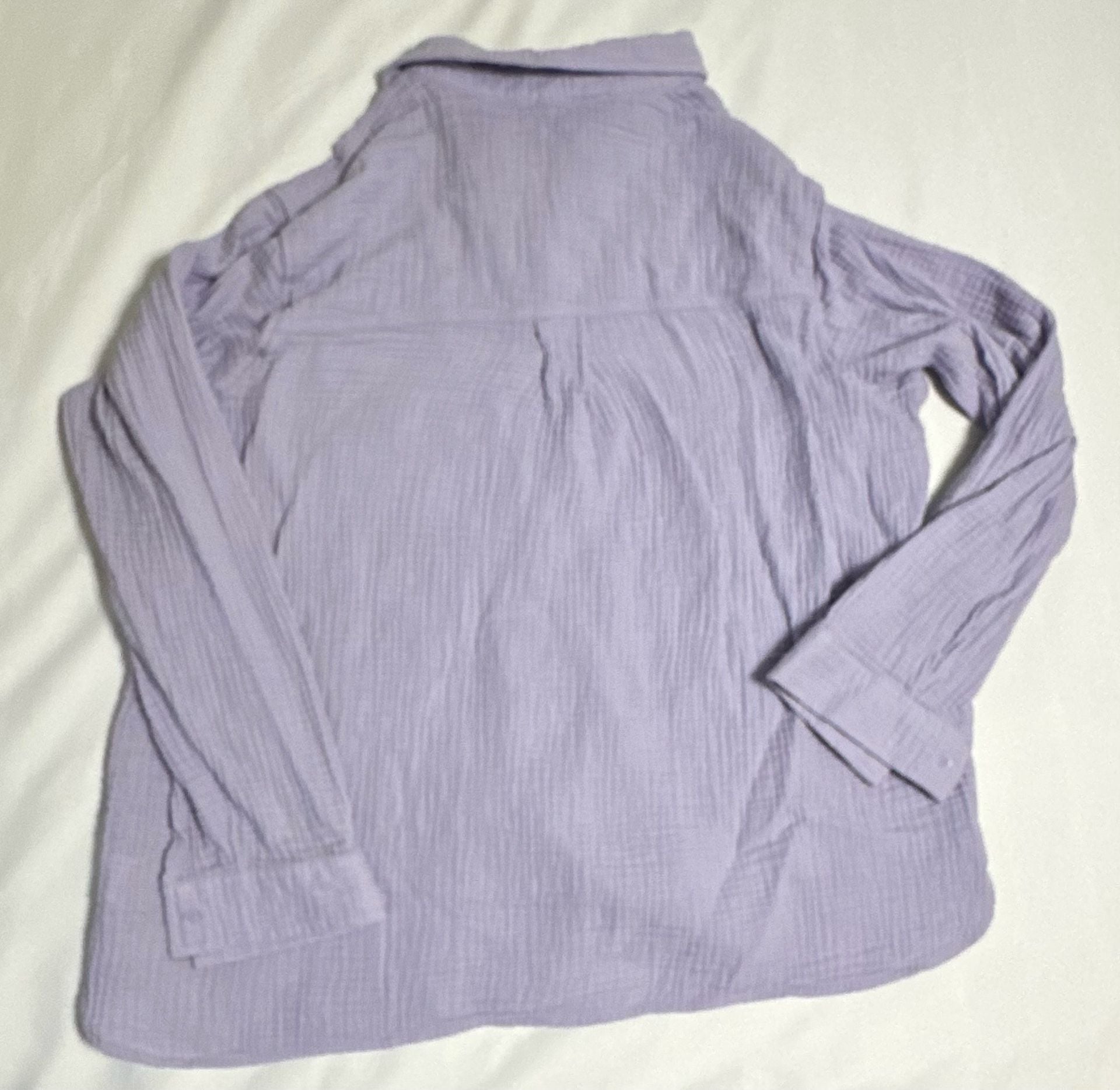 Nine West Double Gauze Button Up Shirt Size XL Lavender 5